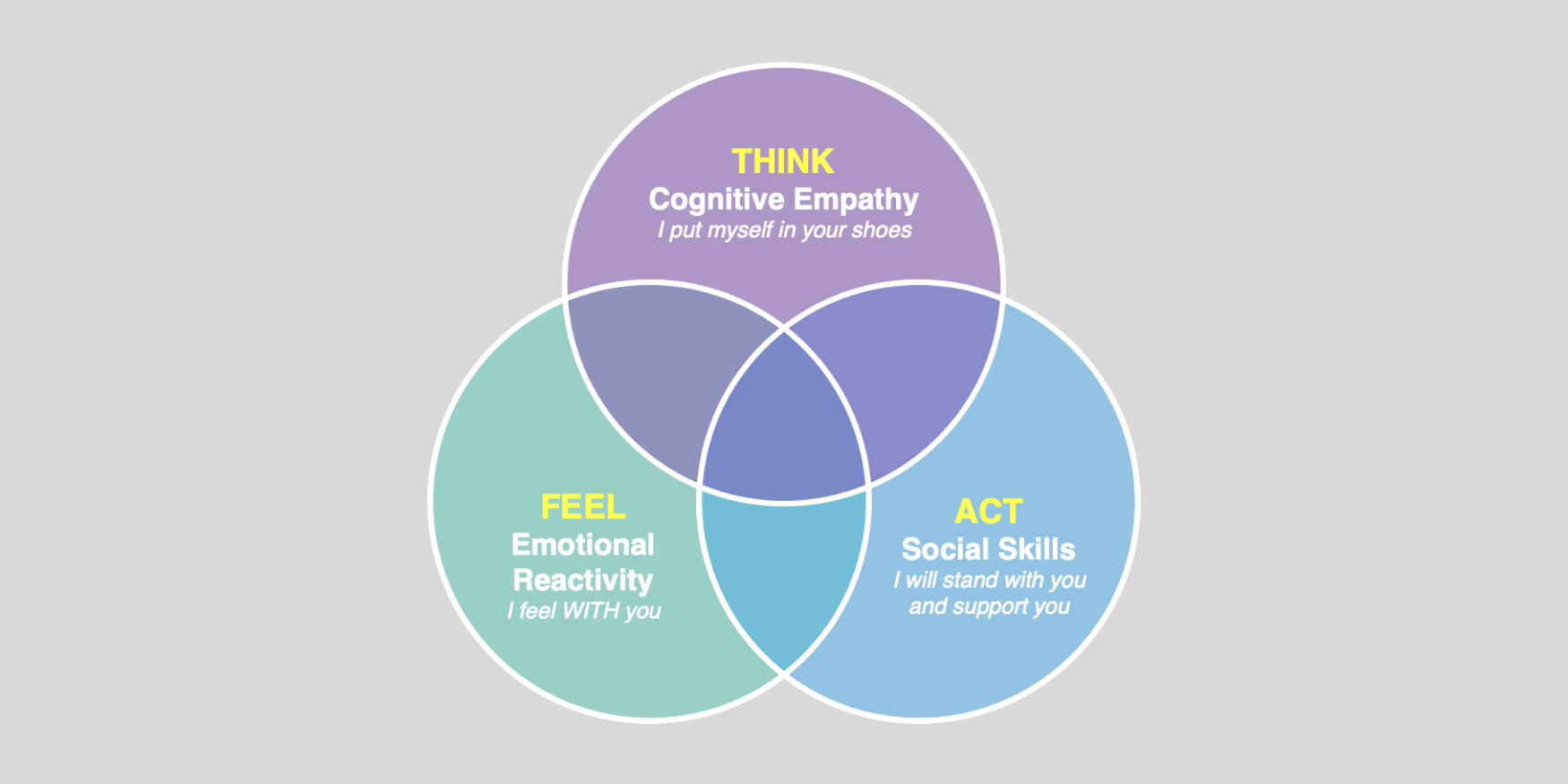 venn-diagram of cognitive empathy, emotional reactivity and social skills